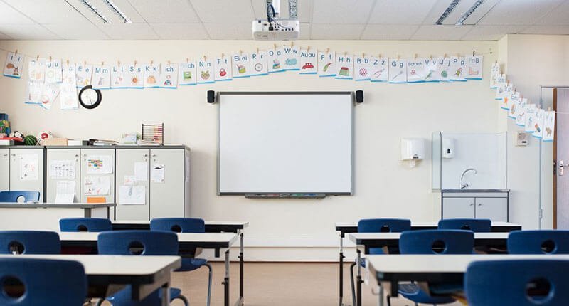 Empty Classroom with Alphabet on Wall | Sexual Abuse in School