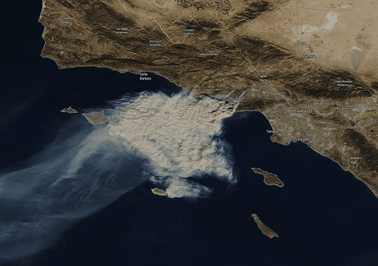 Smoke over CA waters from Woolsey Fire
