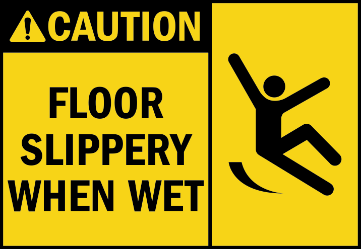floor slippery when wet sign