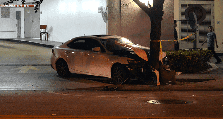 Car crashes into the tree in SF