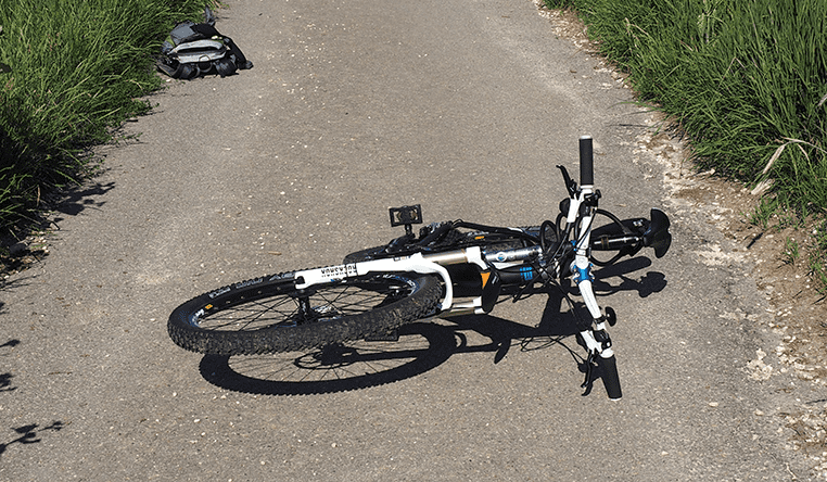 Bicycle in the middle of road - bicycle accident