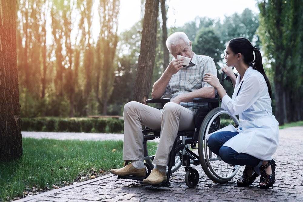 covid nursing home lawsuit - elderly man outside