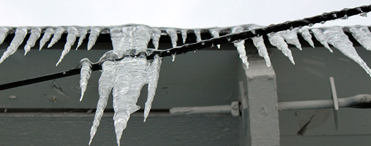 Ice coming down from ceiling. 