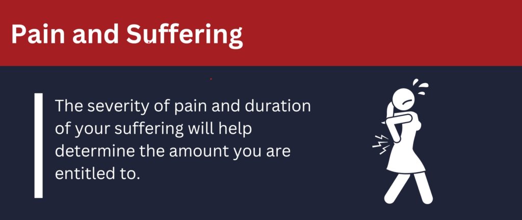 The severity of your pain and suffering will impact your compensation.