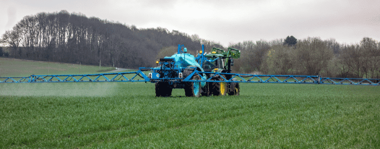 Irrigation field - blue tractor