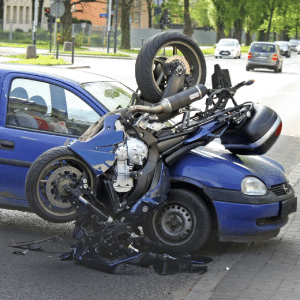 Motorcycle on top of car