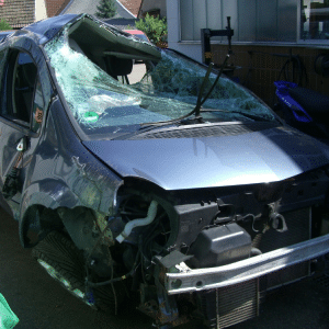 Crushed van - totaled in accident