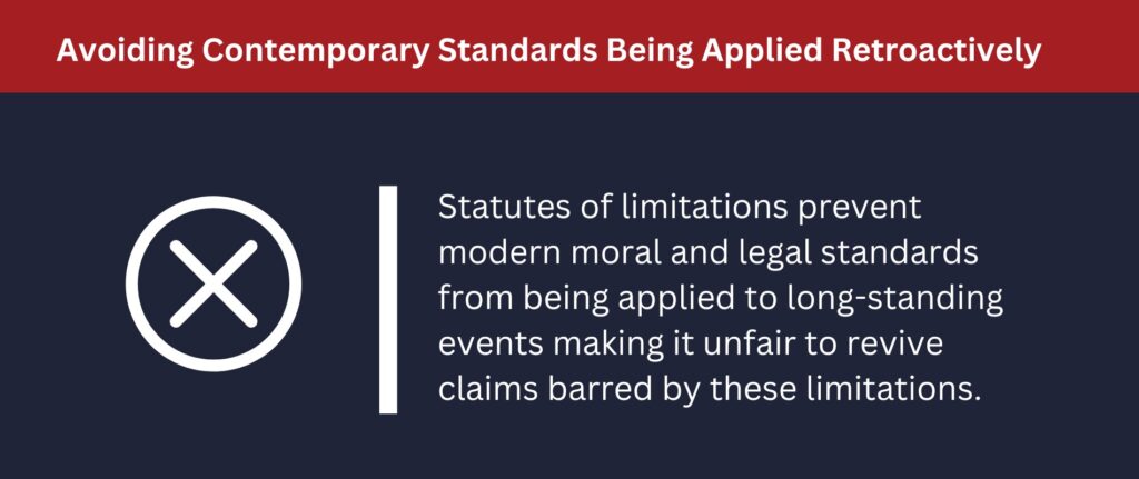 Statutes of limitations are important to prevent claims from being brought up long after they've occured.