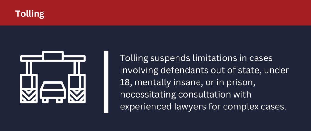 Tolling suspends statutes of limitations involving defendants under the age of 18.