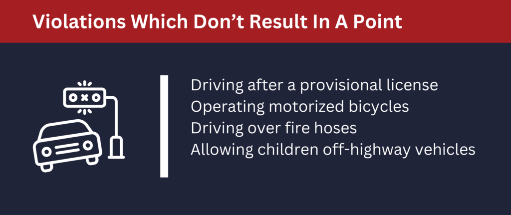 Violations which don't result in a point.