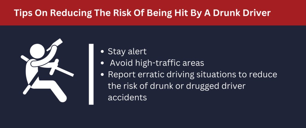 Tips on reducing the risk of being hit by a drunk driver.