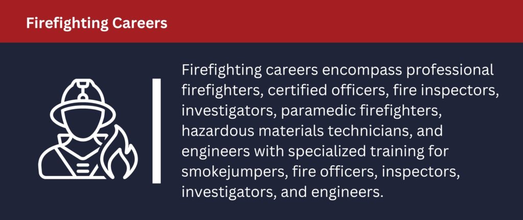 Firefighting careers encompass a variety of jobs.