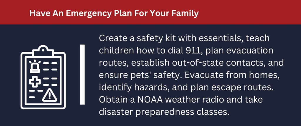 Create a safety kit and teach your children about 911 to prepare for an emergency.