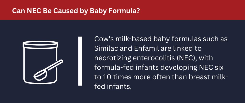 Baby formulas with cow milk are linked to NEC.