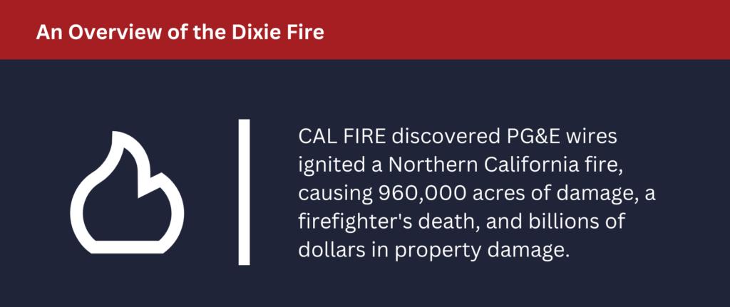 The Dixie Fires caused over 900,000 acres of damage and billions of dollars in property damage.