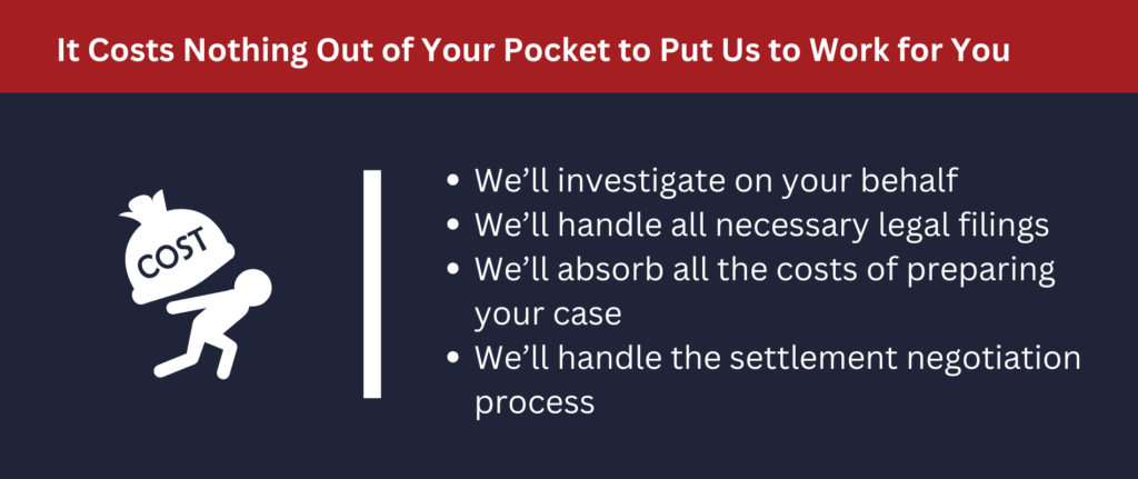 Our lawyers will investigate your claim, navigate the legal process, prepare your case and negotiate your settlement.