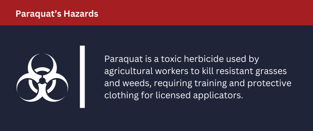 Paraquat’s Hazards: Paraquat is toxic to people and the environment.