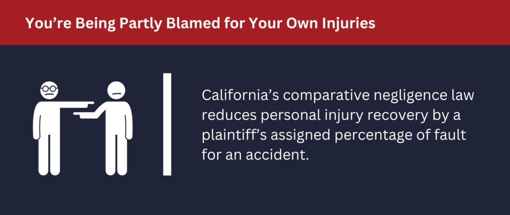 California's comparitive negligence law reduces personal injury recovery by a plaintiff's assigned percentage of fault for an accident.