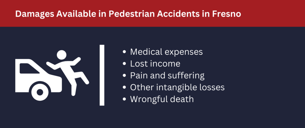 Many damages are available in pedestrian accidents in Fresno.