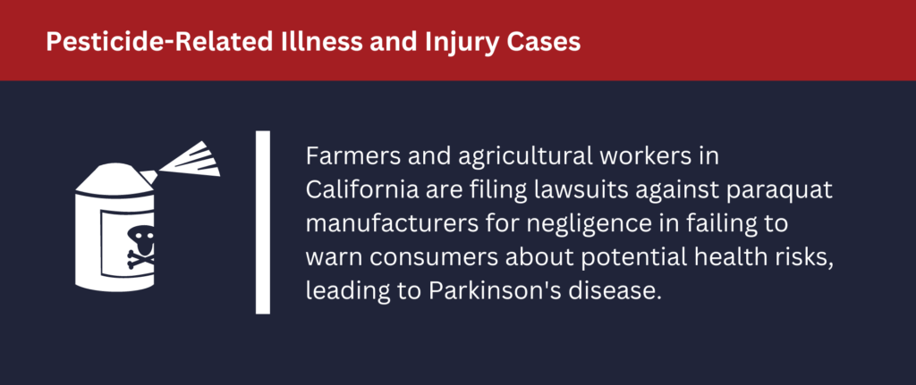 Farmers and agricultural workers in California are filing lawsuits against paraquat manufacturers.