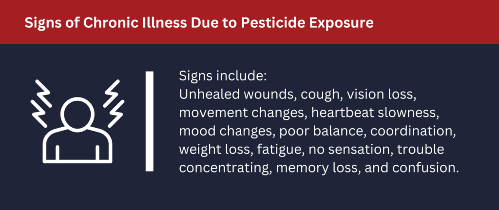 There are many signs of chronic illness due to pesticide exposure.
