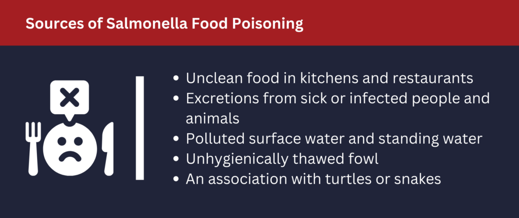 There are many sources of salmonella food poisoning.