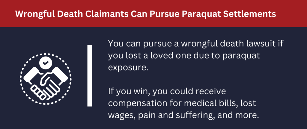 You can pursue a wrongful death lawsuit if you lost a loved one due to paraquat exposure.