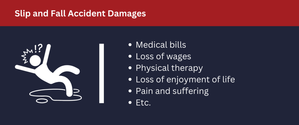 Many damages are available after slip and fall accidents.