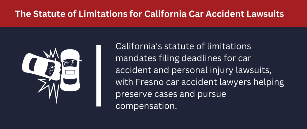 Most car accident cases in California need to be filed within two years of the accident.