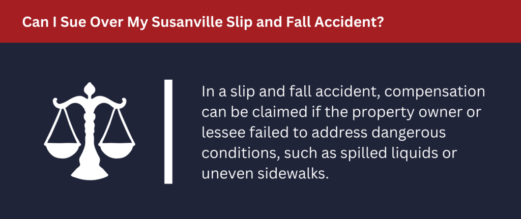 You can sue if a property owner failed to address dangerous conditions.