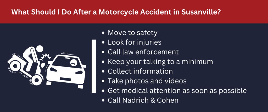 There are many steps to take after a motorcycle accident.
