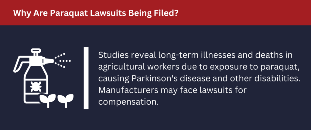 Lawsuits are being filed over paraquat's link with Parkinson's disease.