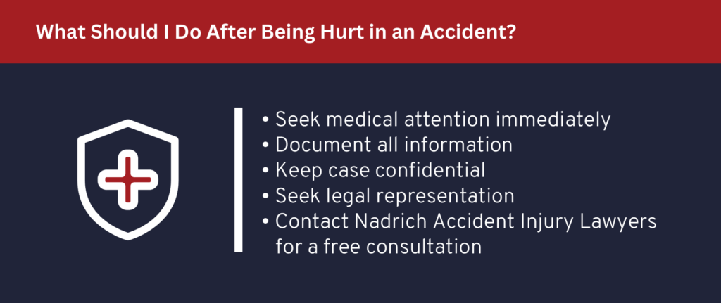 After being hurt in an accident, seek medical attention and legal representation.